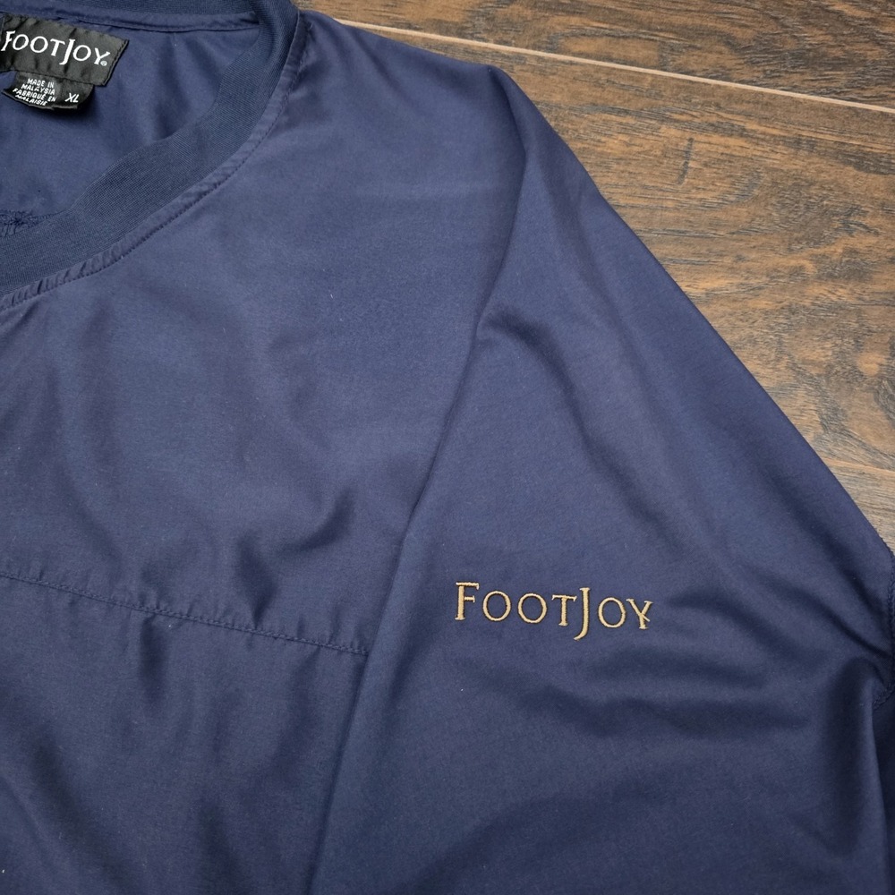 FootJoy Men's XL Navy Blue V-Neck Golf Pullover Windbreaker‎ Pockets Embroidered - Picture 4 of 9